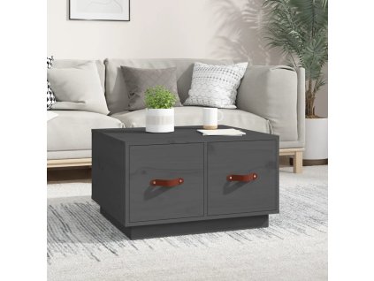 vidaXL Konferenčný stolík sivý 60x53x35 cm borovicový masív