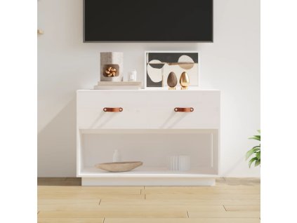 vidaXL TV skrinka biela 90x40x60 cm masívna borovica