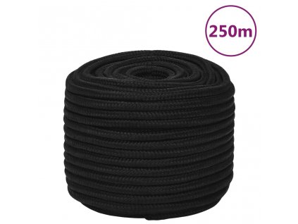 vidaXL Pracovné lano čierne 14 mm 250 m polyester