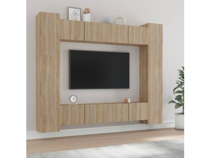 vidaXL 8-dielna súprava TV skriniek dub sonoma spracované drevo