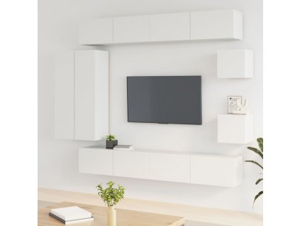 vidaXL 8-dielna súprava TV skriniek biela spracované drevo