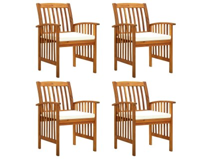 vidaXL Záhradné jedálenské stoličky 4 ks s podložkami, akáciový masív