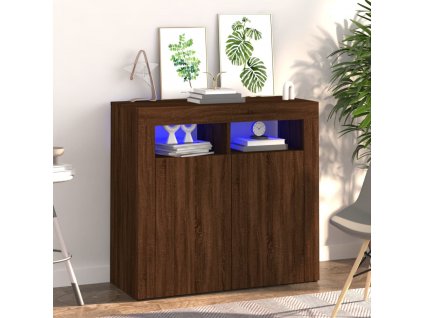 vidaXL Komoda s LED, hnedý dub 80x35x75 cm