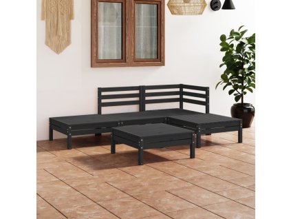 vidaXL 5-dielna záhradná sedacia súprava borovicový masív čierna