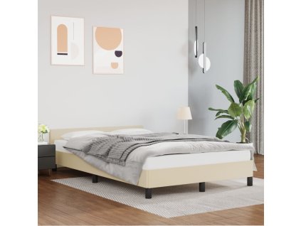vidaXL Posteľný rám s čelom krémový 120x200 cm umelá koža
