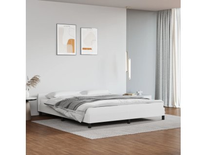 vidaXL Posteľný rám s čelom biely 180x200 cm umelá koža