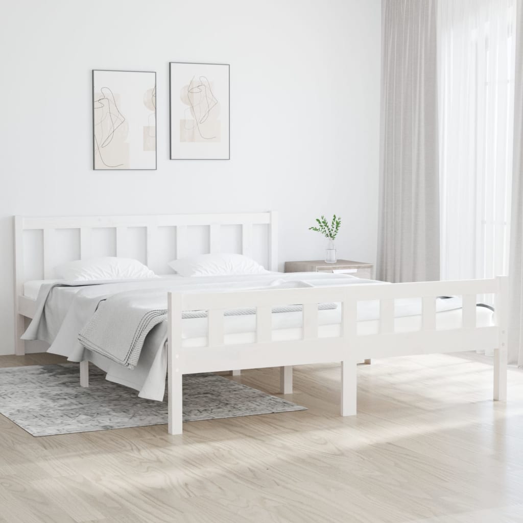 vidaXL Posteľný rám biely masívne drevo 150x200 cm 5FT King