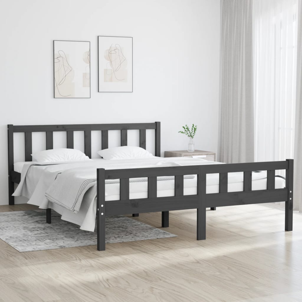vidaXL Posteľný rám šedý masívne drevo 120x200 cm
