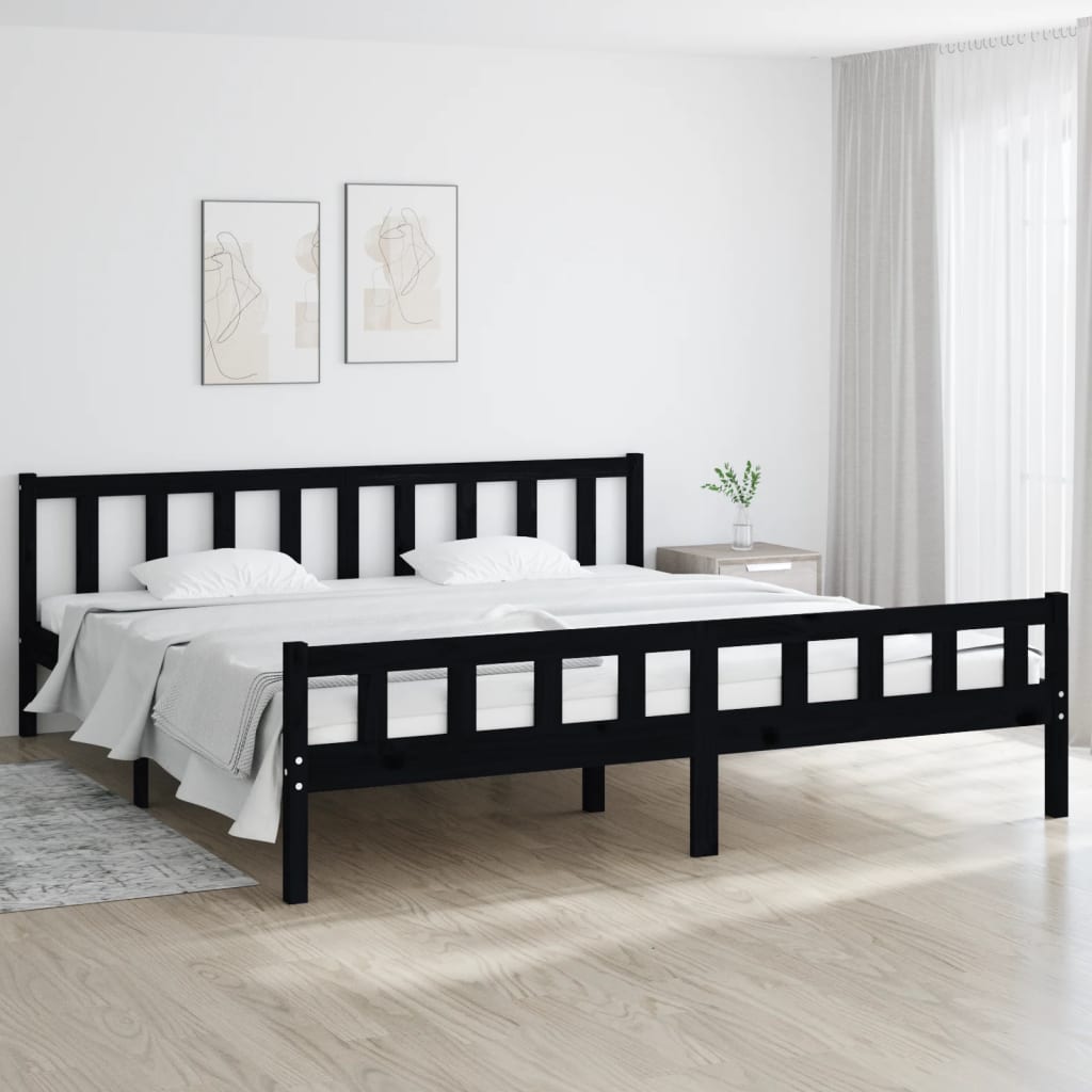 vidaXL Posteľný rám čierny masívne drevo 160x200 cm