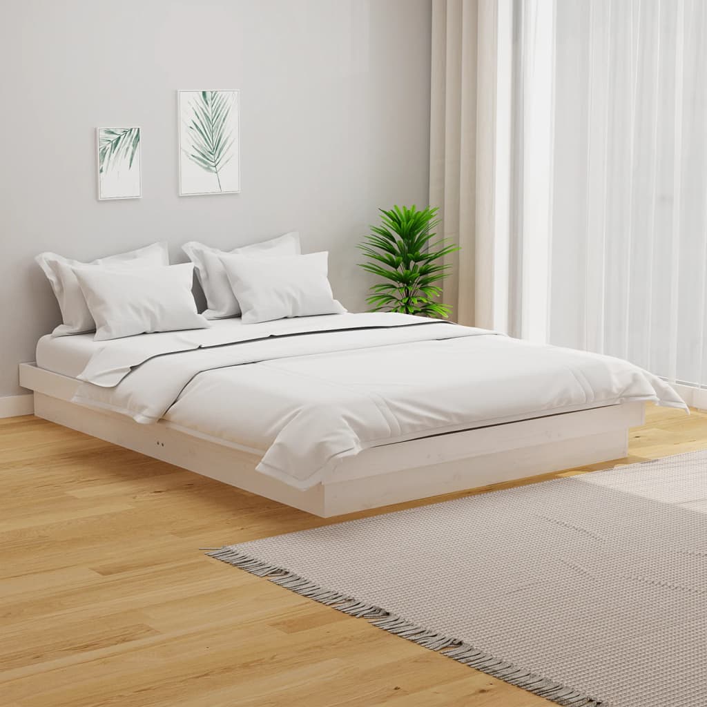 vidaXL Posteľný rám biely masívne drevo 120x190 cm 4FT malé dvojlôžko