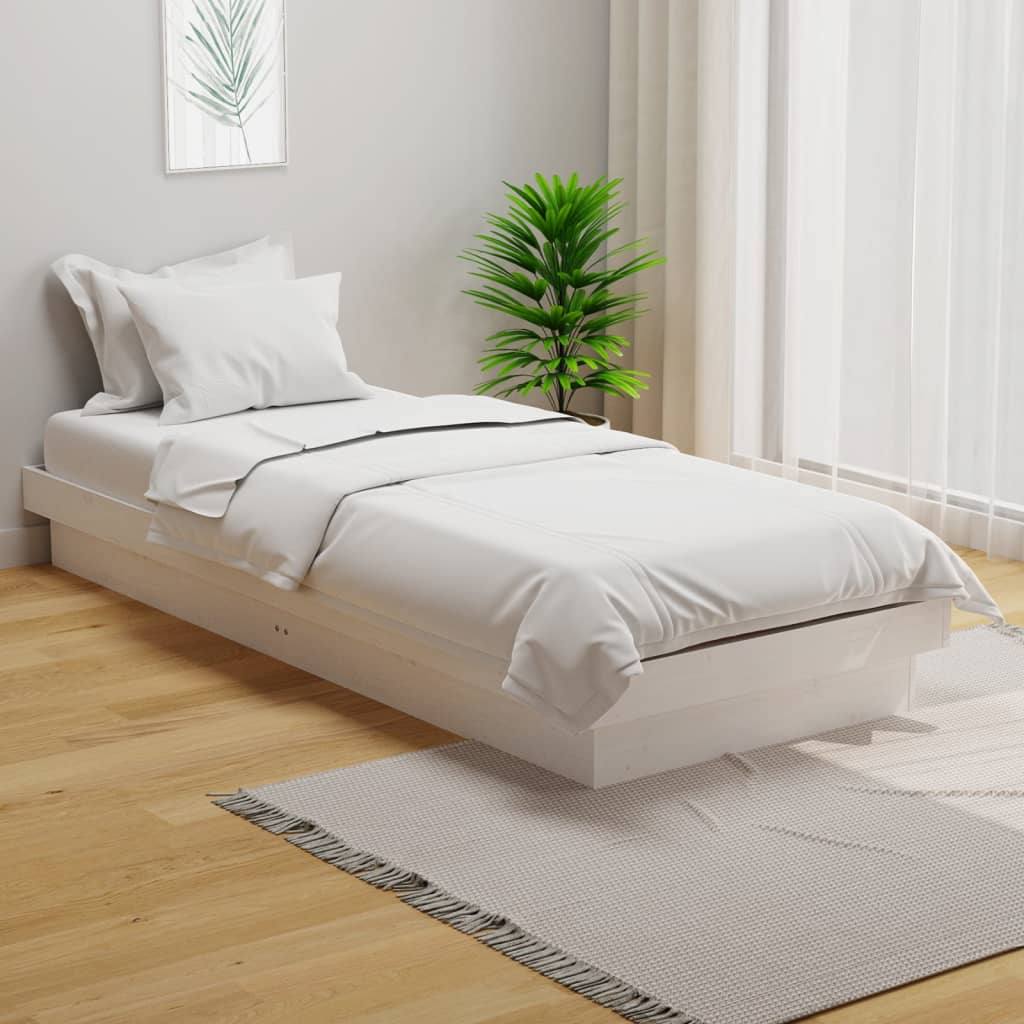 vidaXL Posteľný rám biely masívne drevo 75x190 cm 2FT6 malé jednolôžko