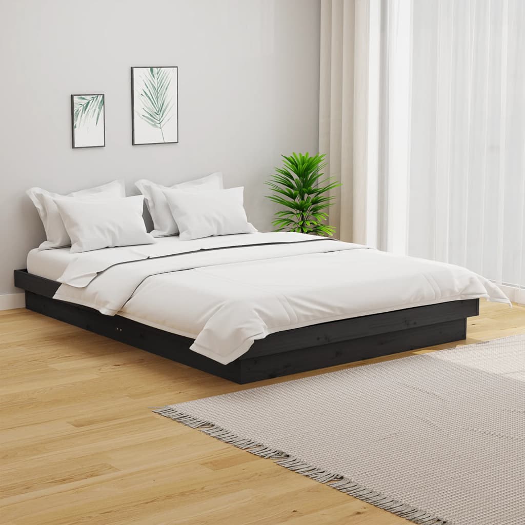 vidaXL Posteľný rám sivý masívne drevo 140x190 cm