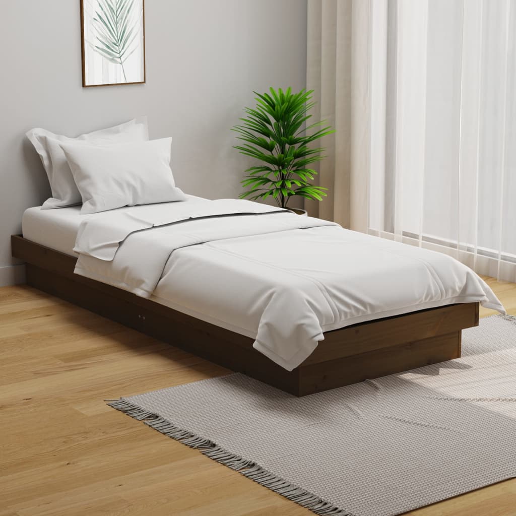 vidaXL Posteľný rám medový masívne drevo 75x190cm 2FT6 malé jednolôžko