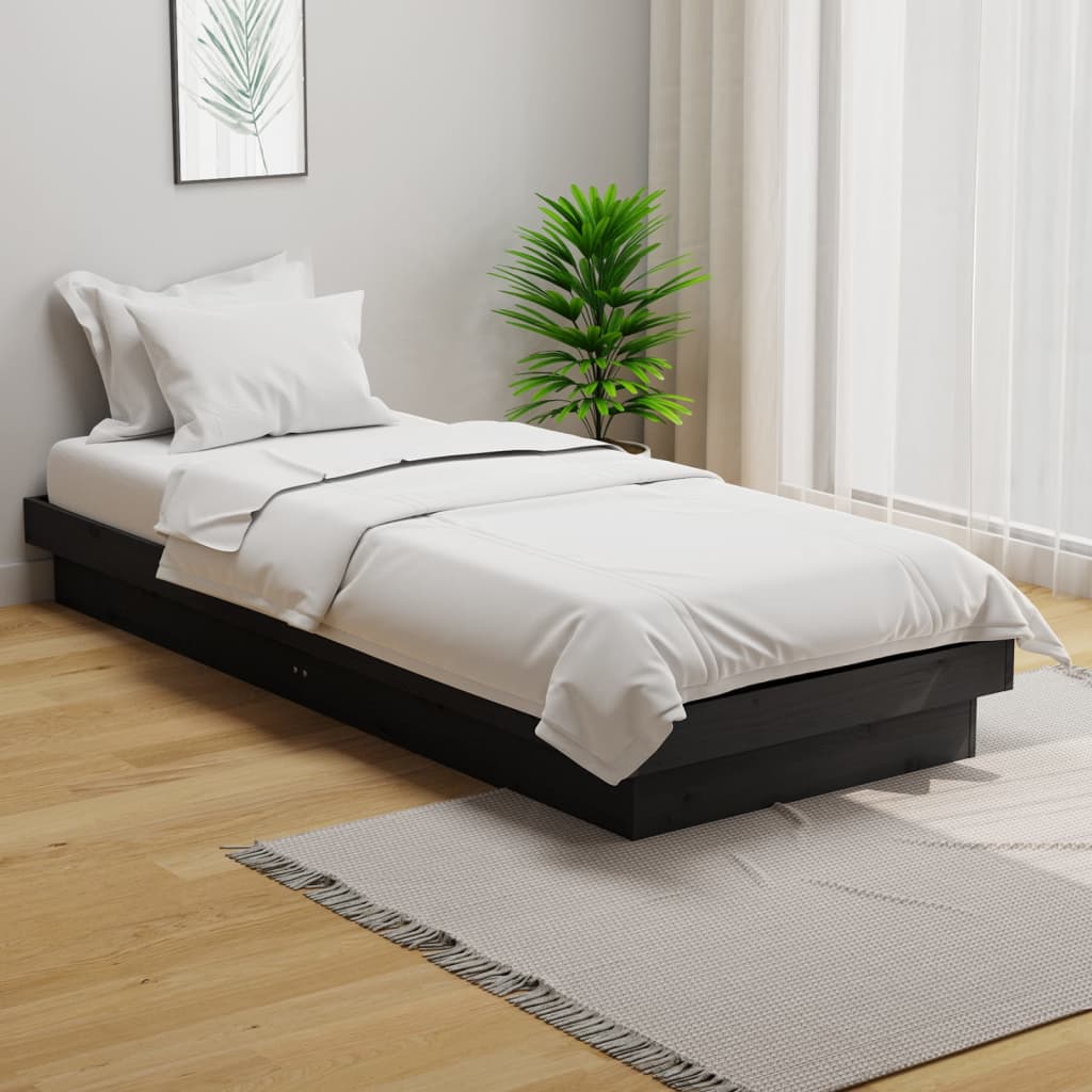 vidaXL Posteľný rám sivý masívne drevo 75x190 cm 2FT6 malé jednolôžko