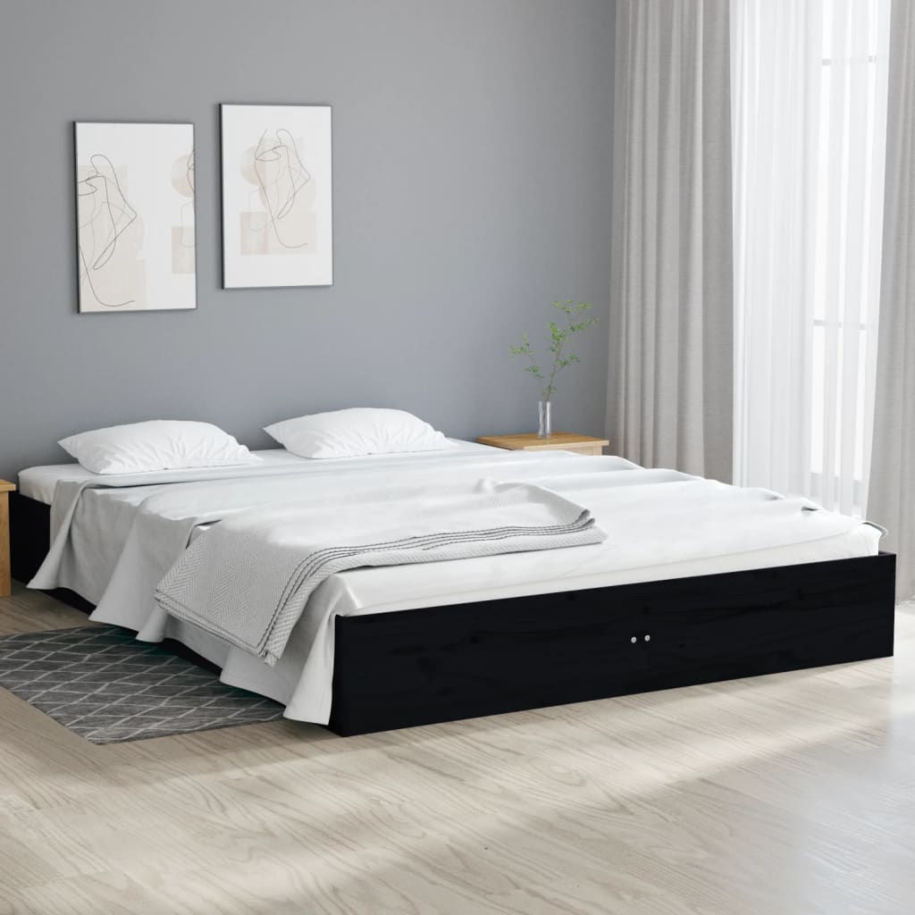 vidaXL Posteľný rám čierny masívne drevo 120x190 cm 4FT malé dvojlôžko