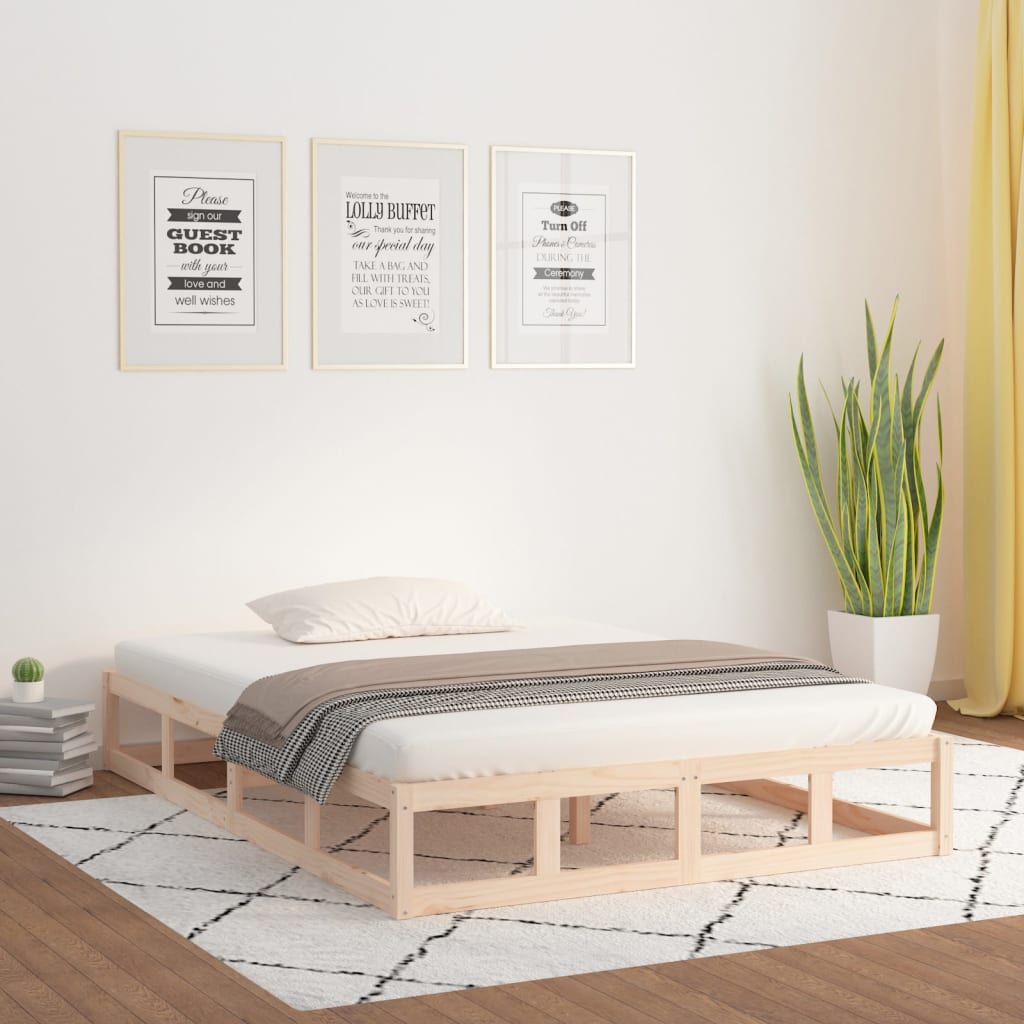 vidaXL Posteľný rám 135x190 cm 4FT dvojlôžko masívne drevo