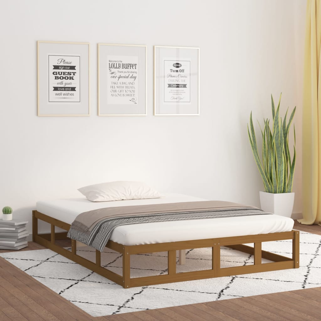 vidaXL Posteľný rám medový 150x200 cm 5FT King masívne drevo