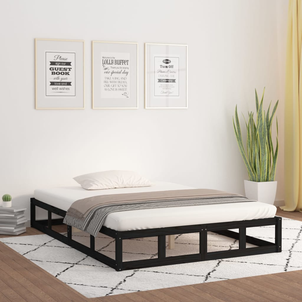 vidaXL Posteľný rám čierny 120x190 cm 4FT malé dvojlôžko masívne drevo