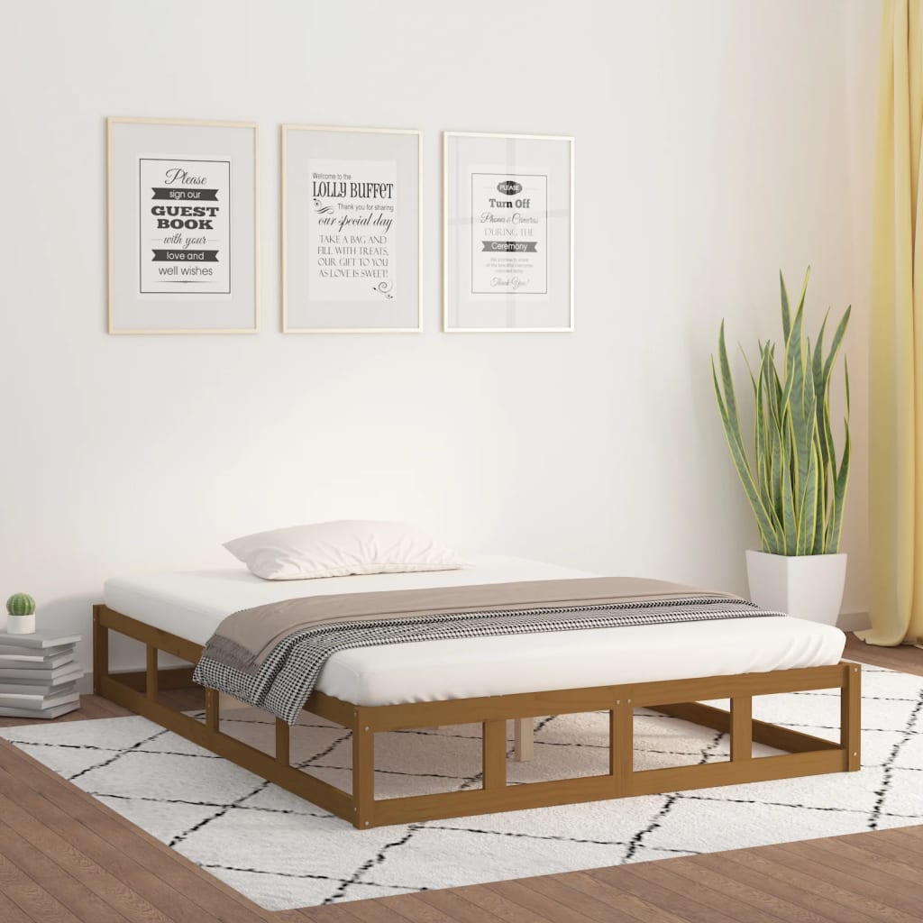 vidaXL Posteľný rám medový 200x200 cm masívne drevo