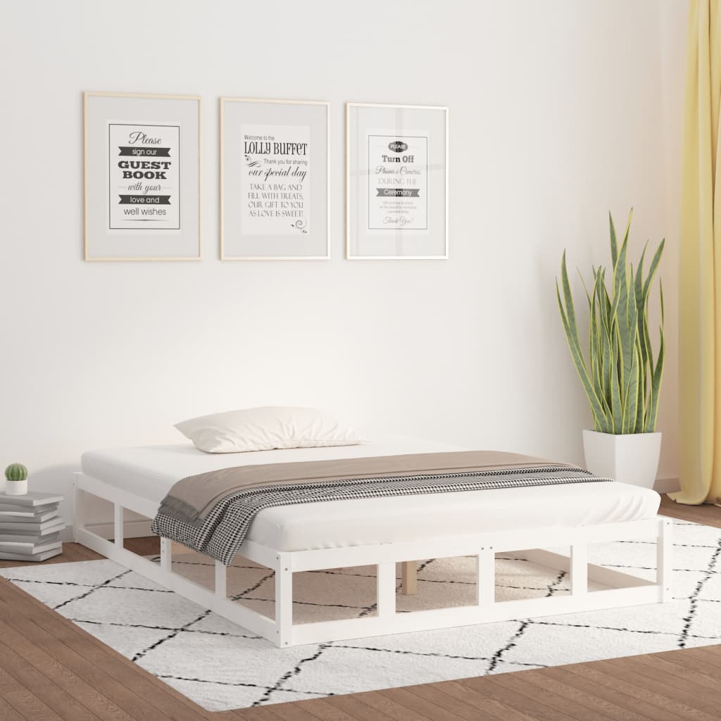 vidaXL Posteľný rám biely 200x200 cm masívne drevo