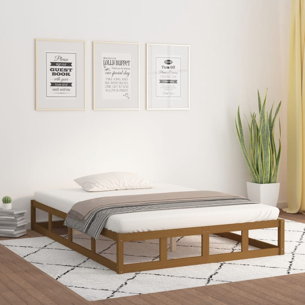 vidaXL Posteľný rám medový 120x190 cm 4FT malé dvojlôžko masívne drevo
