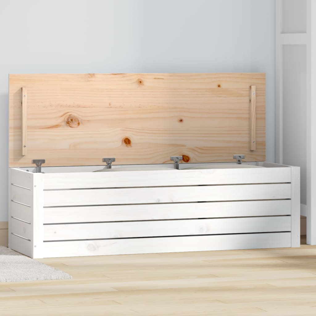 vidaXL Úložný box biely 109x36,5x33 cm masívna borovica