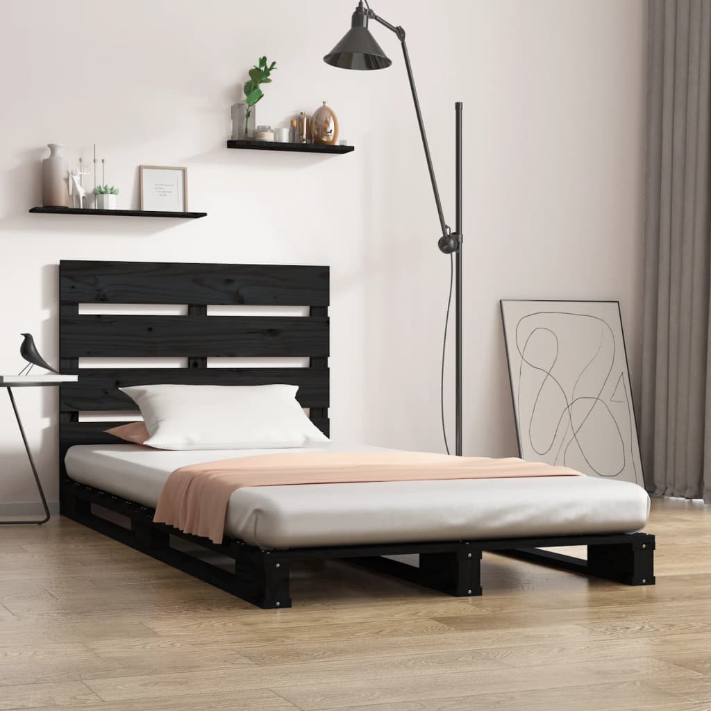 vidaXL Posteľný rám čierny 75x190 cm borovicový masív malé jednolôžko