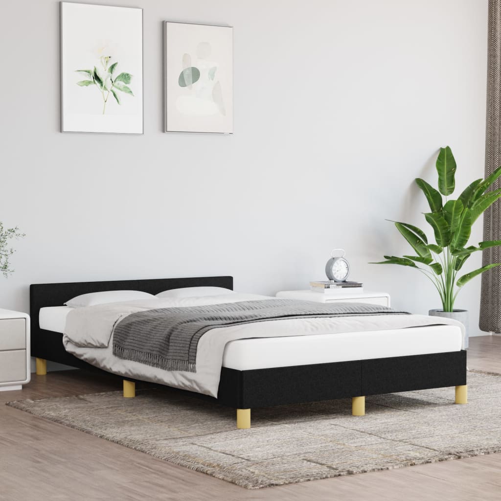 vidaXL Posteľný rám s čelom čierny 120x200 cm látka