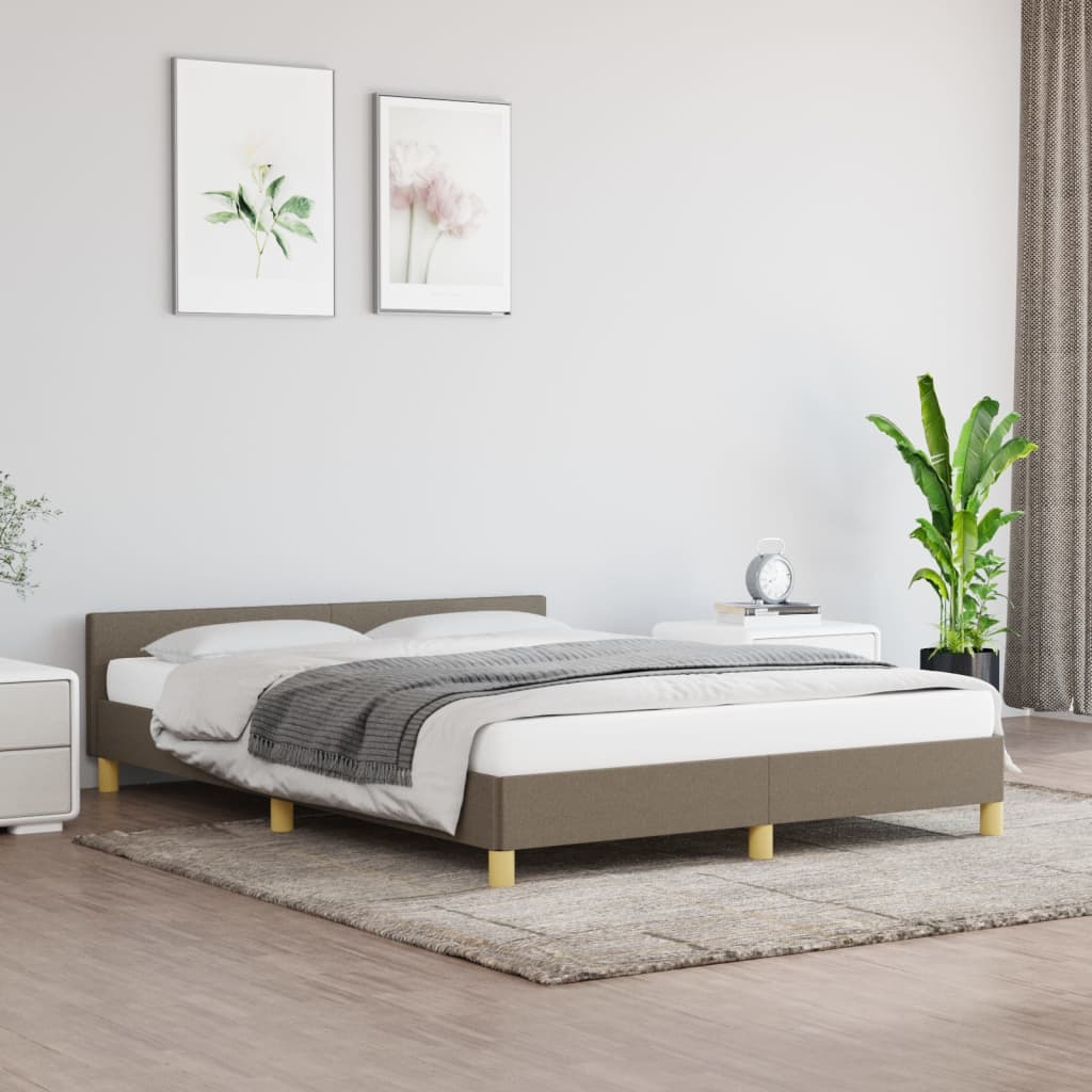 vidaXL Posteľný rám s čelom sivohnedý 140x200 cm látka