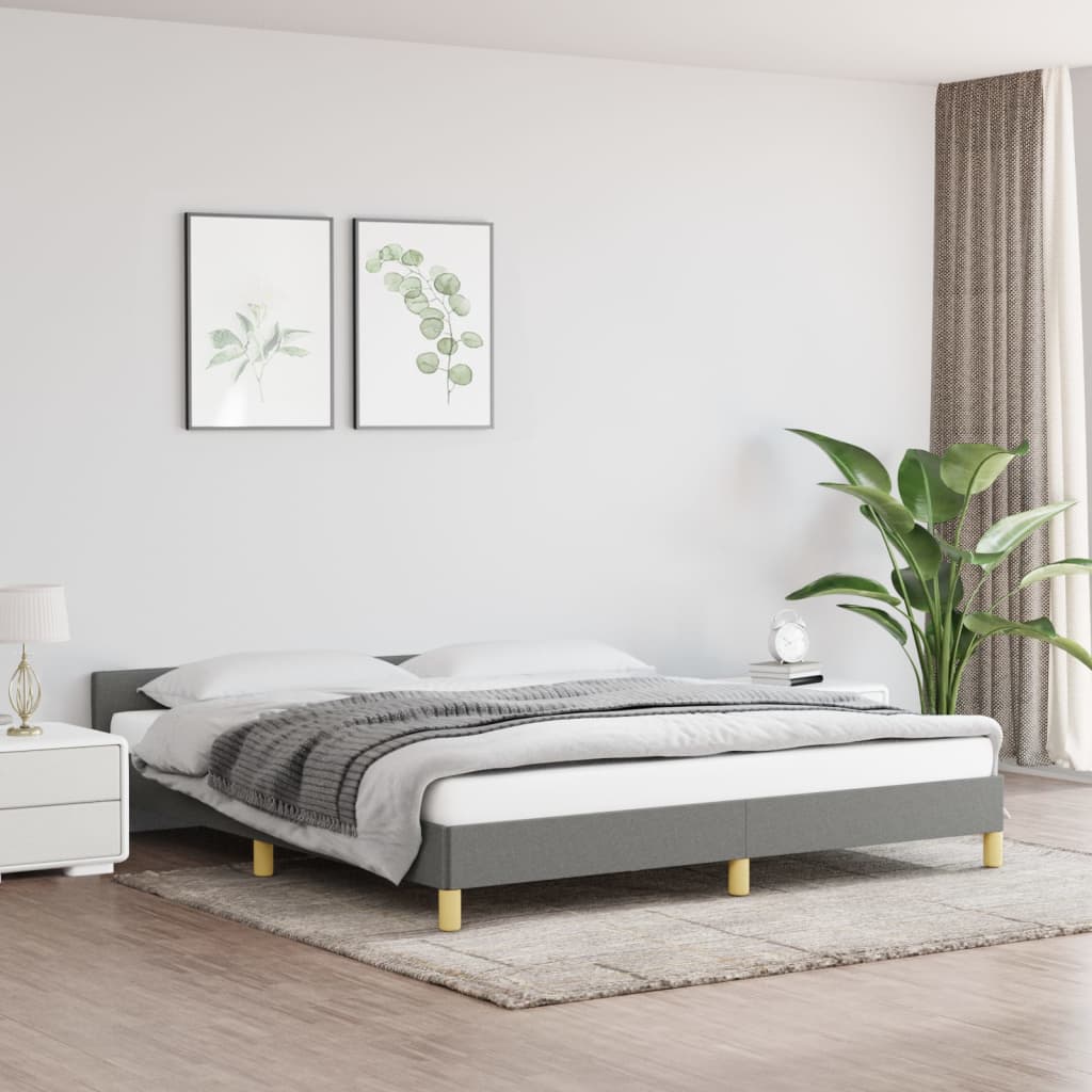 vidaXL Posteľný rám s čelom tmavosivý 180x200 cm látka