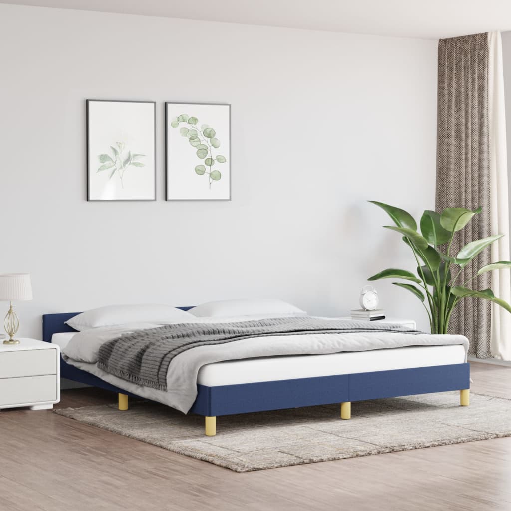 vidaXL Posteľný rám s čelom modrý 180x200 cm látka