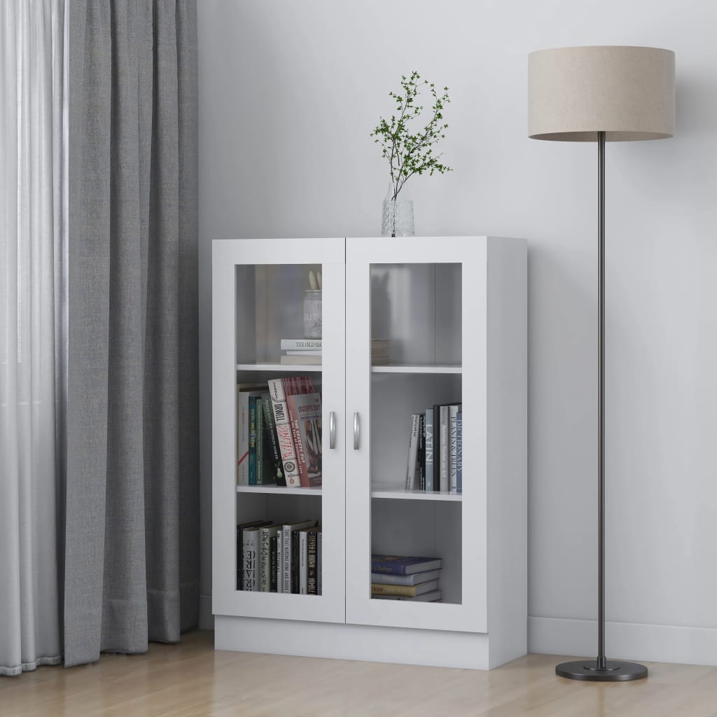 vidaXL Vitrína, biela 82,5x30,5x115 cm, kompozitné drevo