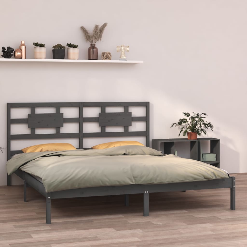 vidaXL Posteľný rám sivý masív 200x200 cm
