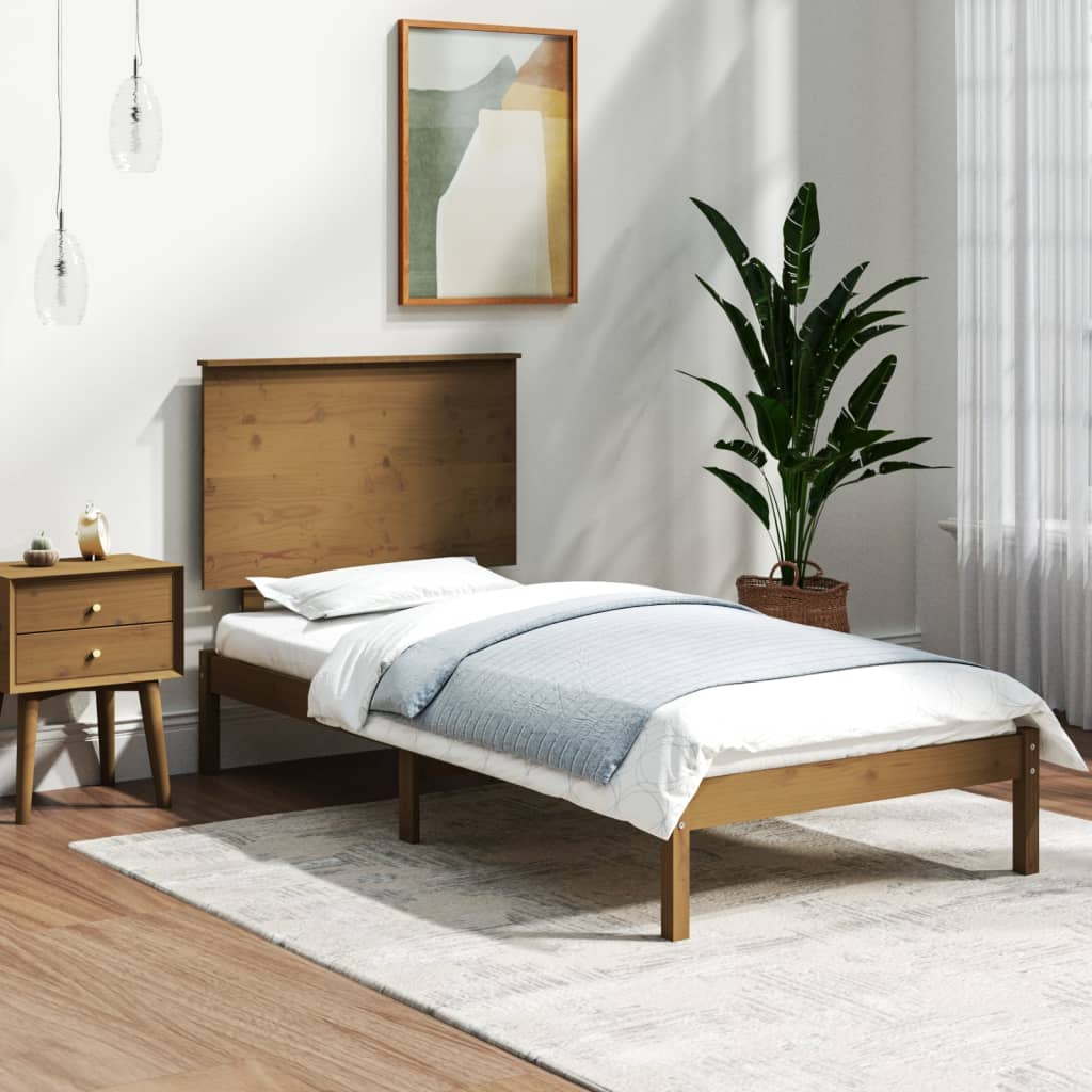 vidaXL Posteľný rám medovo-hnedý borovicový masív 100x200 cm