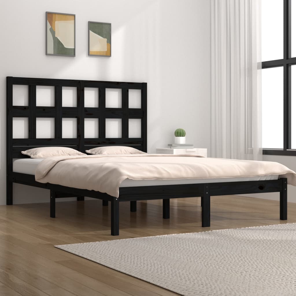 vidaXL Posteľný rám čierny borovicový masív 200x200 cm