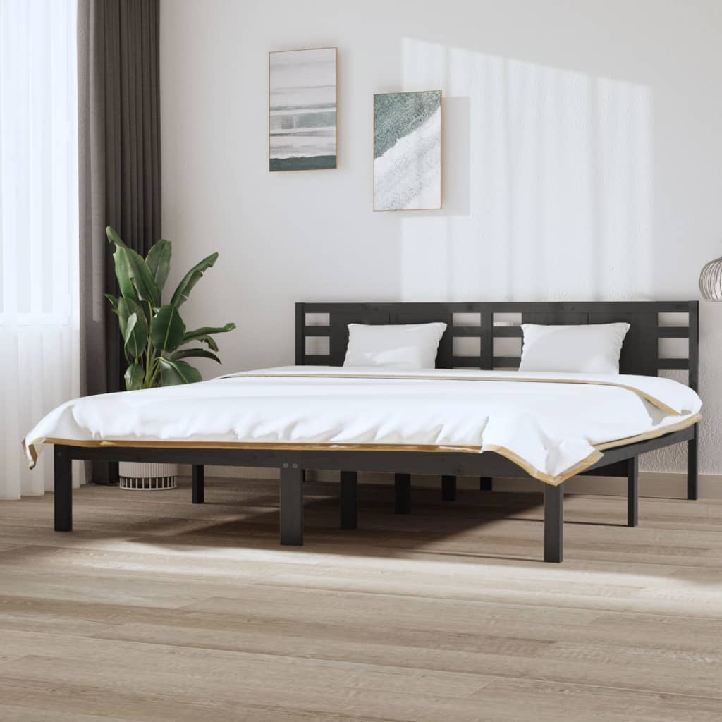 vidaXL Posteľný rám sivý borovicový masív 200x200 cm