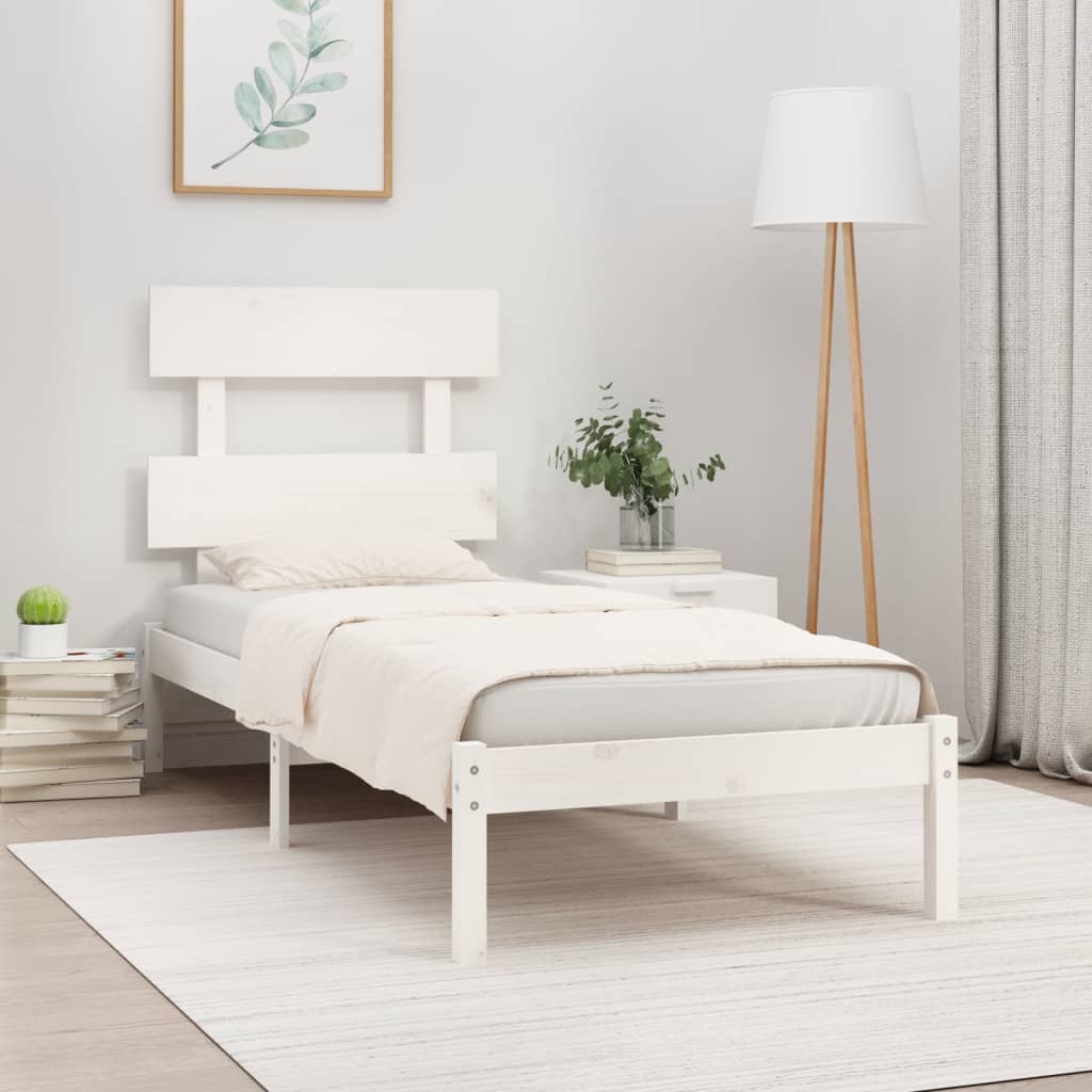 vidaXL Posteľný rám biely masívne drevo 90x200 cm