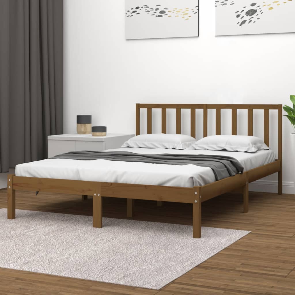 vidaXL Posteľný rám medovo-hnedý borovicový masív 200x200 cm