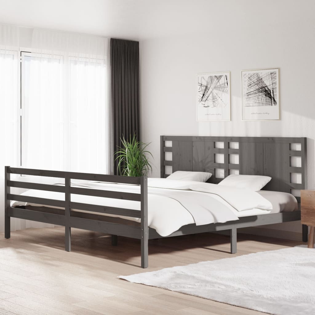 vidaXL Posteľný rám sivý borovicový masív 200x200 cm