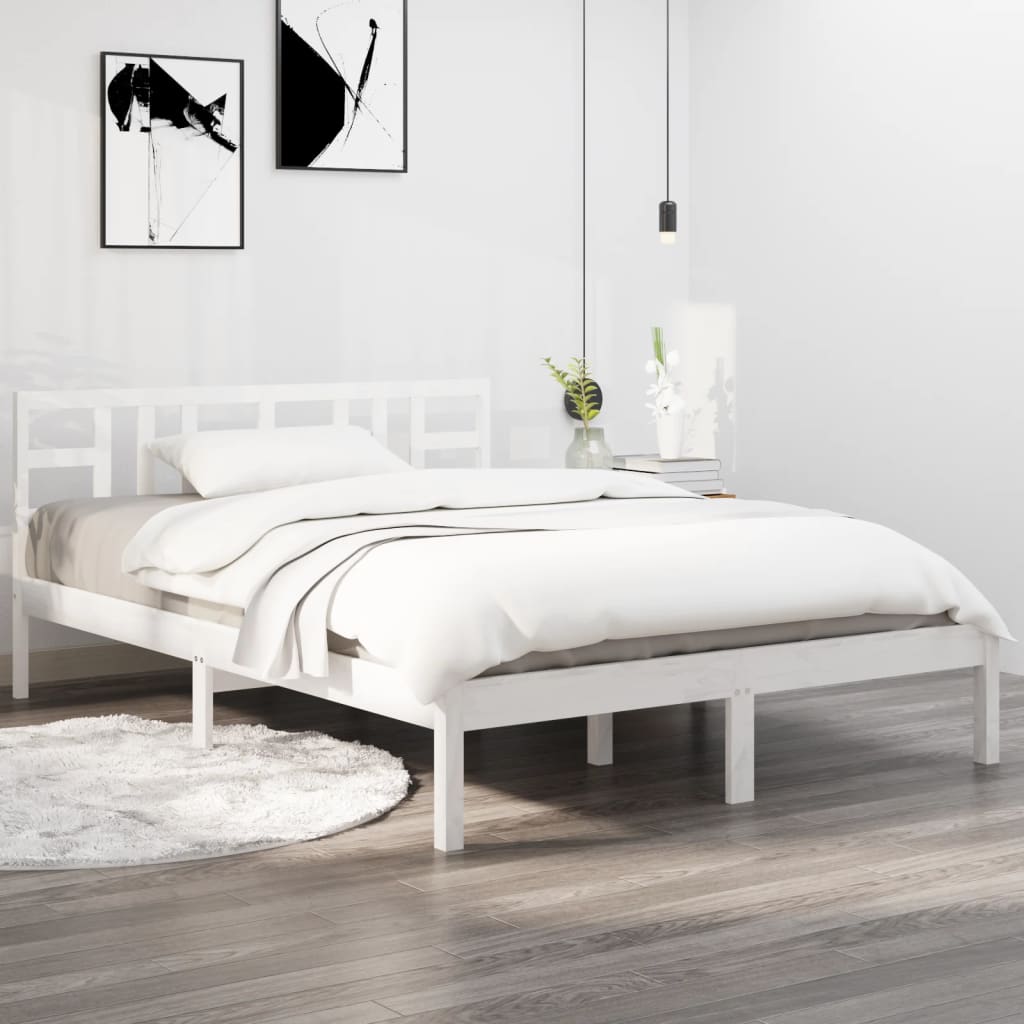 vidaXL Posteľný rám biely masív 200x200 cm