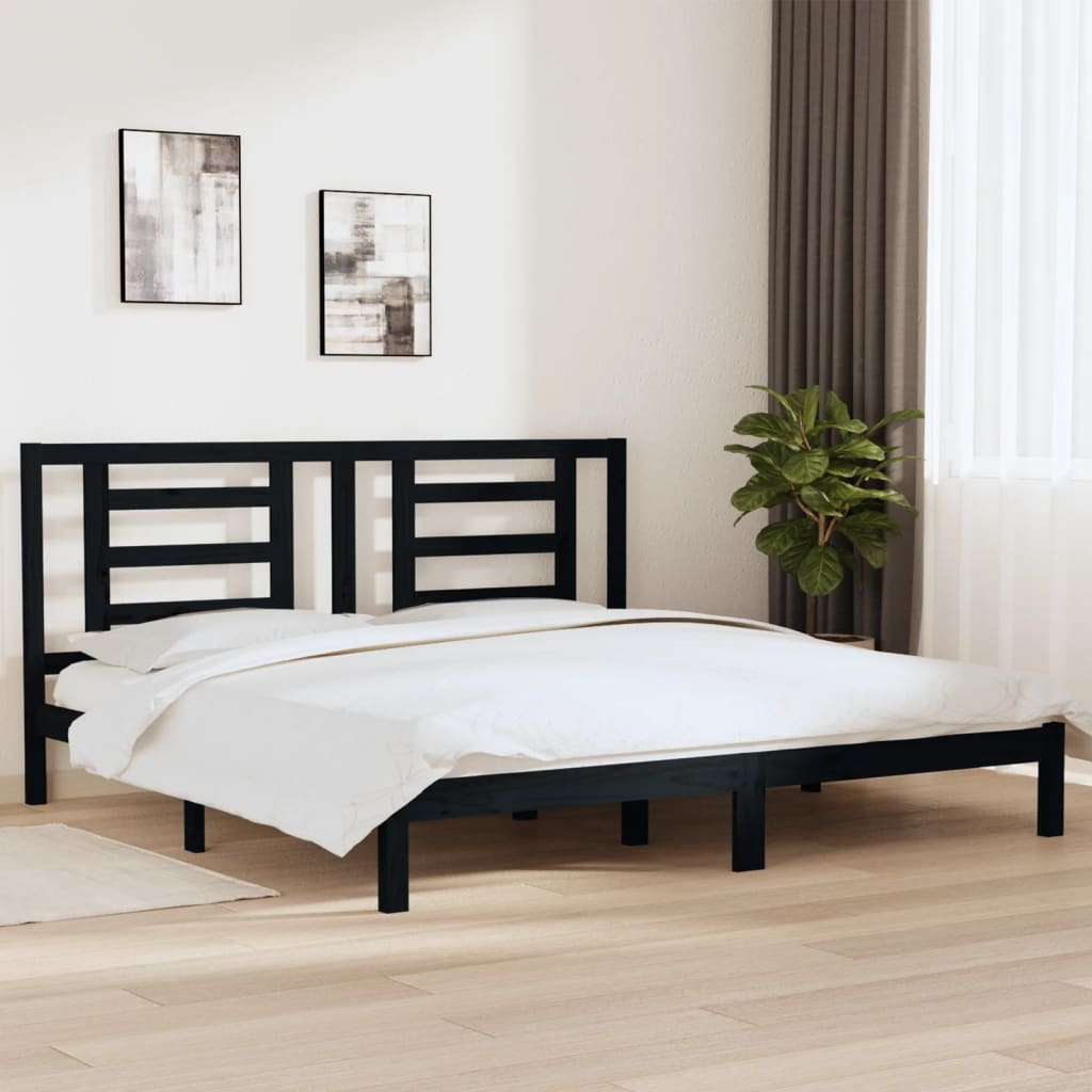 vidaXL Posteľný rám čierny borovicový masív 200x200 cm