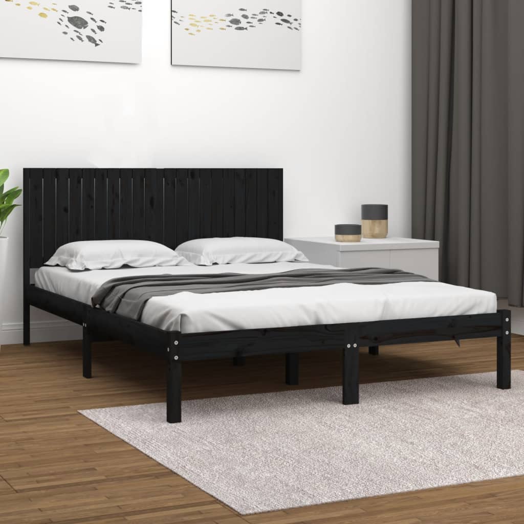 vidaXL Posteľný rám čierny borovicový masív 200x200 cm