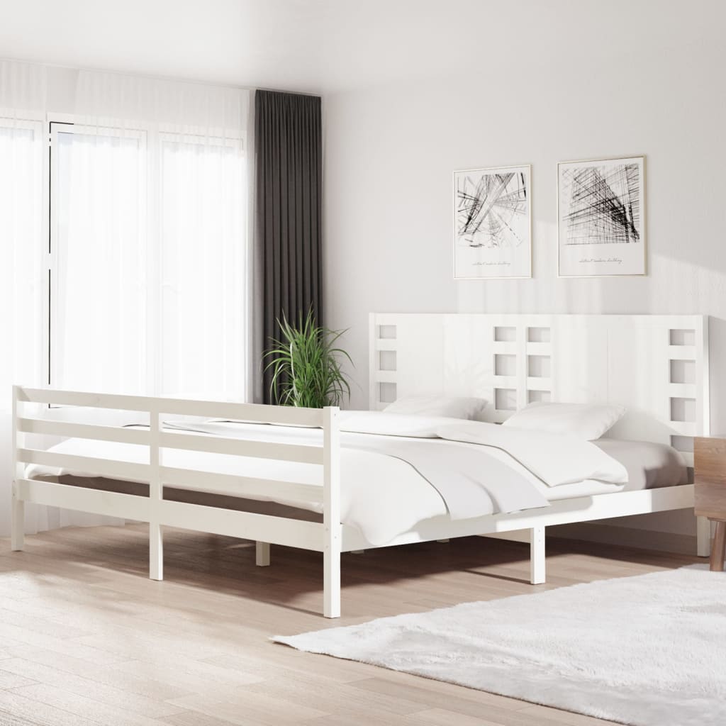 vidaXL Posteľný rám biely borovicový masív 200x200 cm