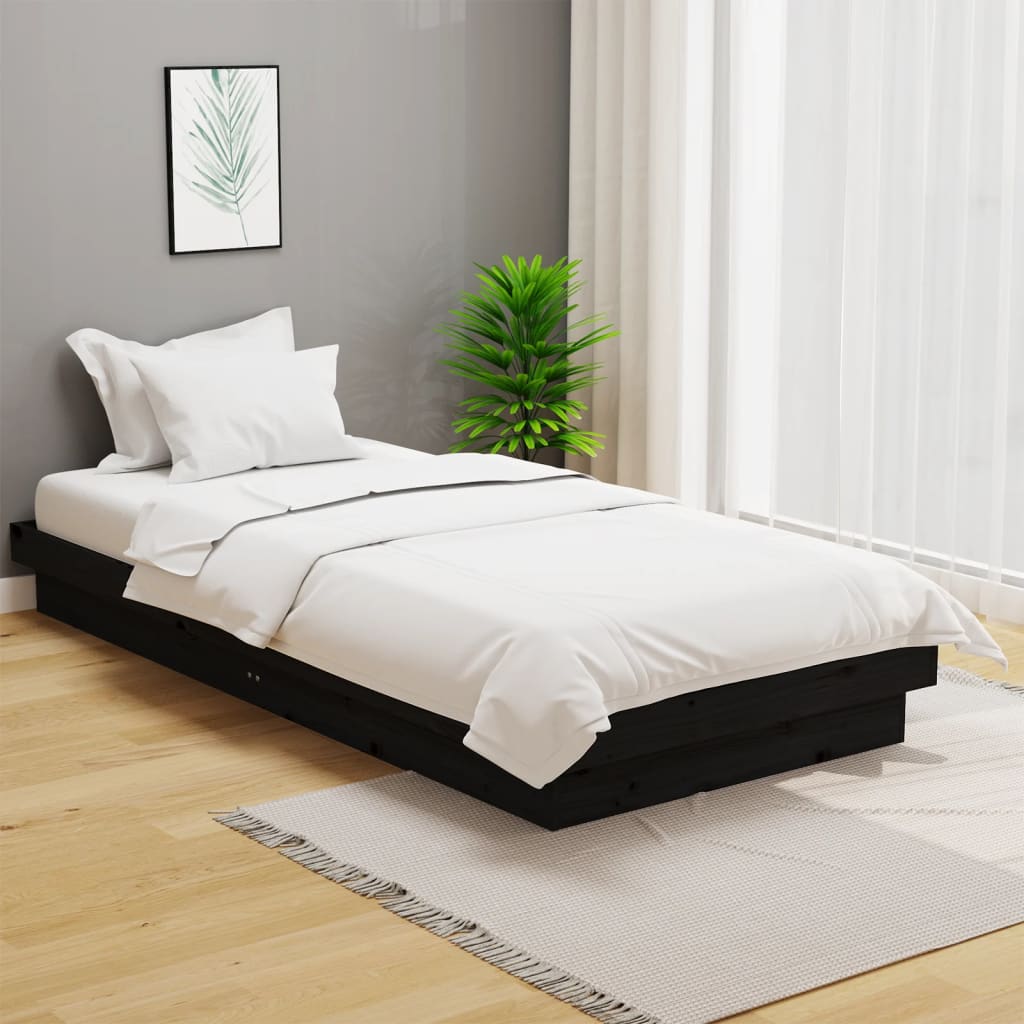 vidaXL Posteľný rám čierny masívne drevo 100x200 cm