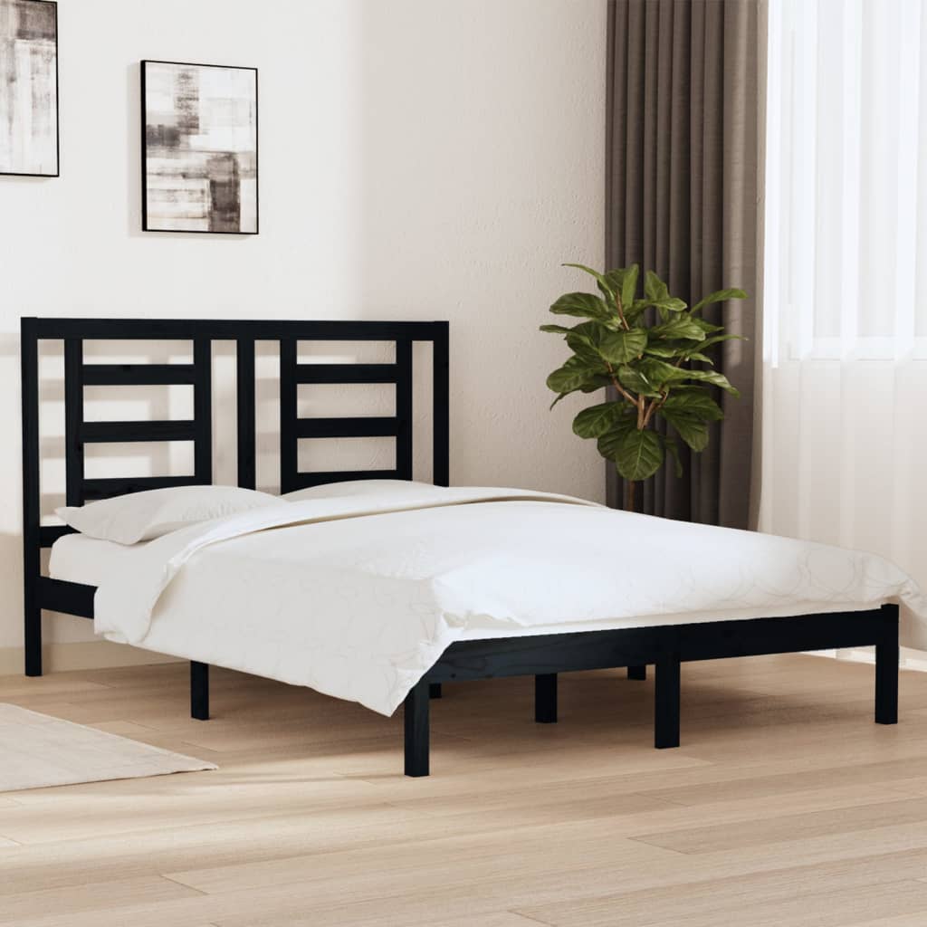 vidaXL Posteľný rám čierny borovicový masív 140x190 cm