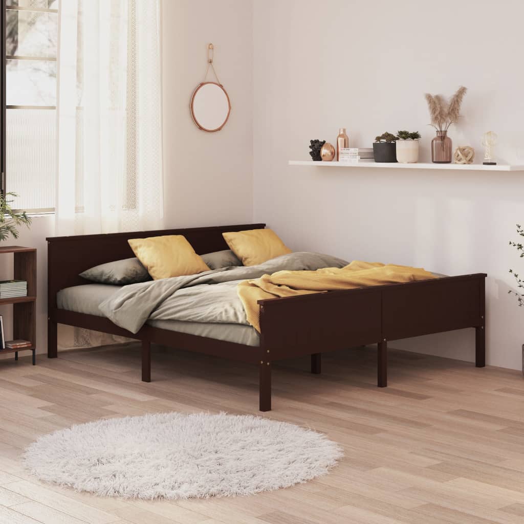 vidaXL Posteľný rám tmavohnedý borovicový masív 180x200 cm