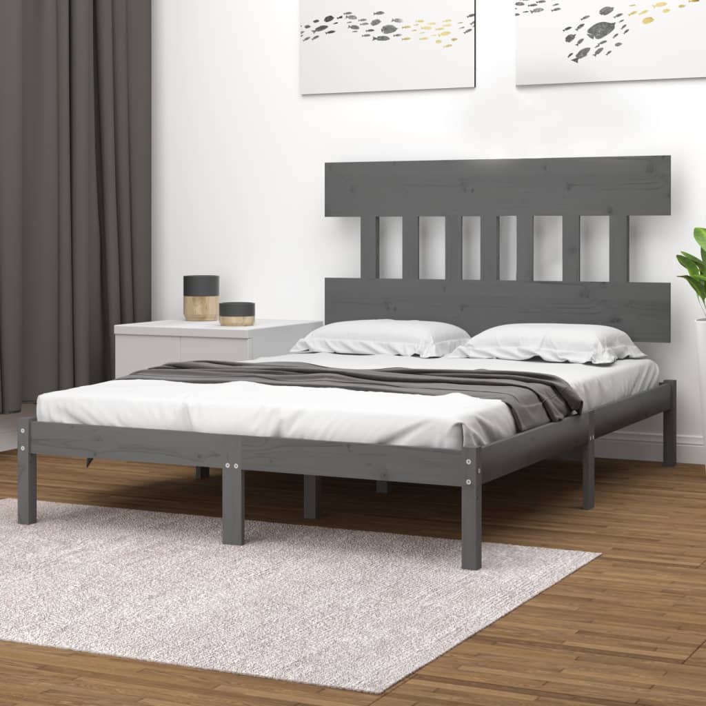 vidaXL Posteľný rám sivý masívne drevo 200x200 cm
