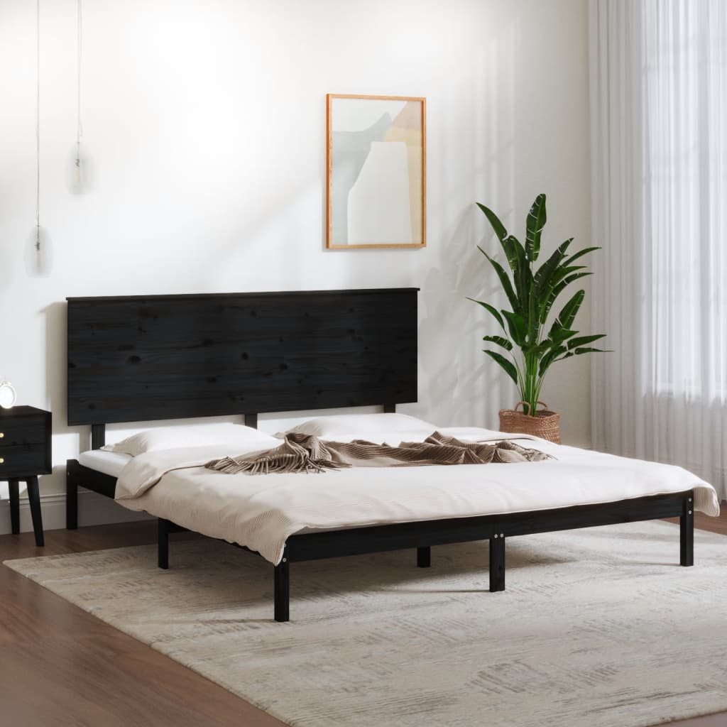 vidaXL Posteľný rám čierny borovicový masív 200x200 cm