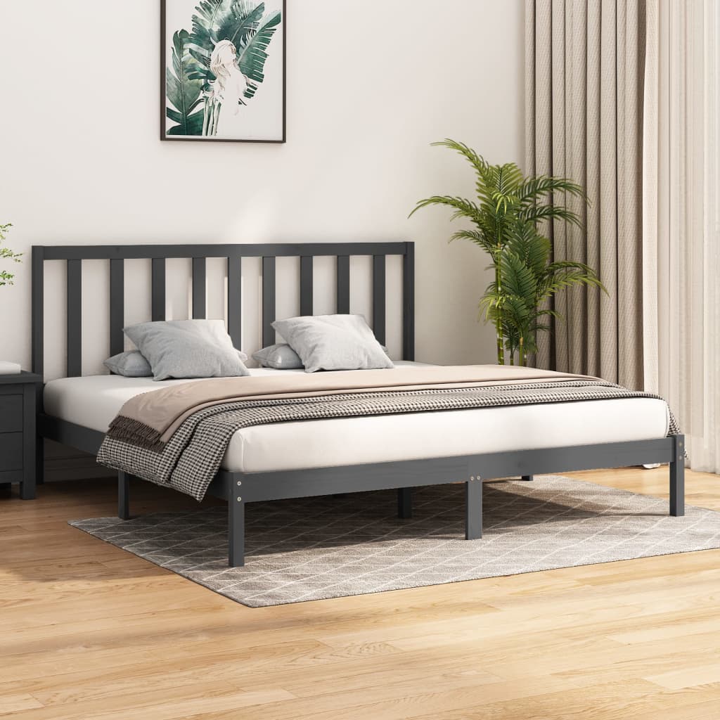 vidaXL Posteľný rám sivý borovicový masív 200x200 cm