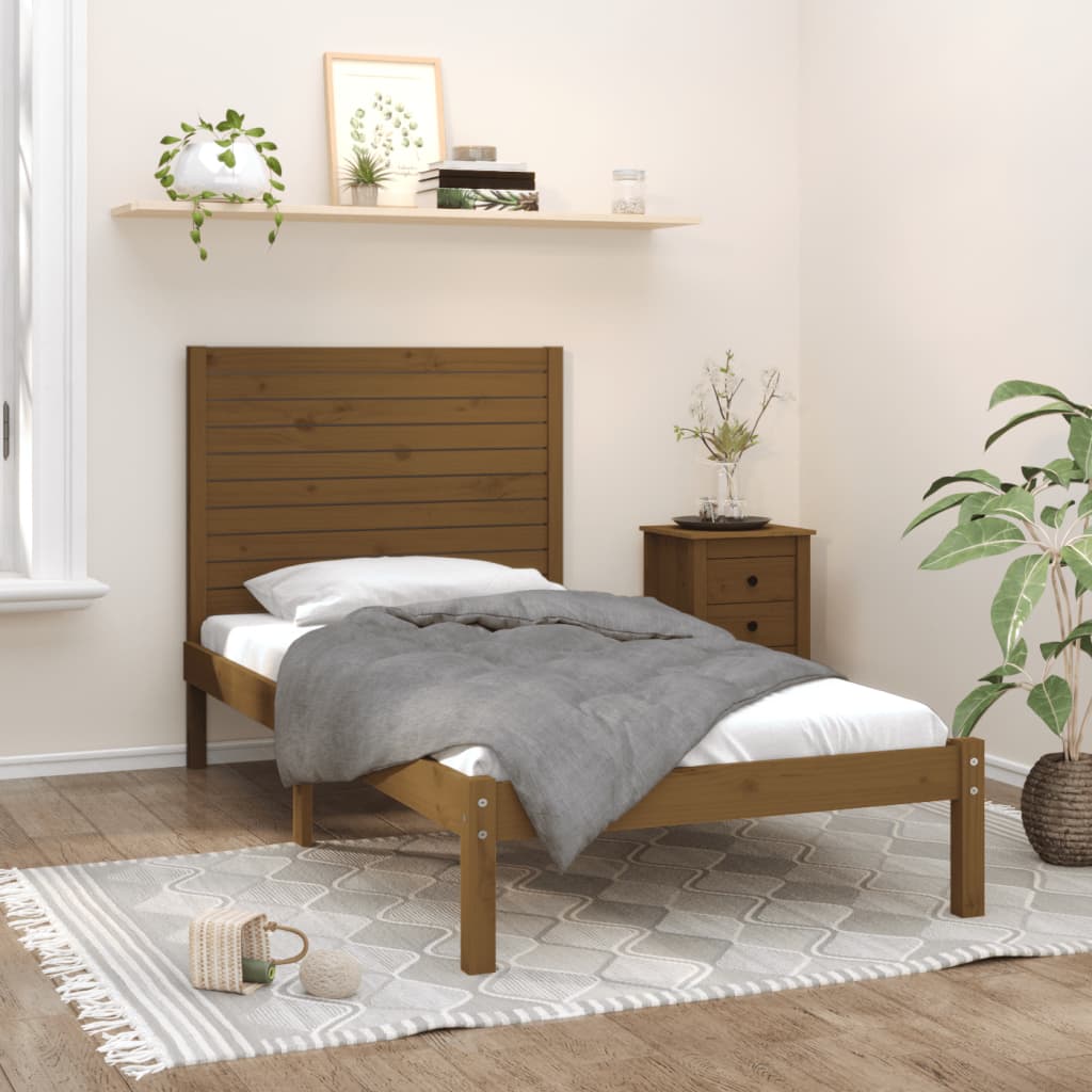 vidaXL Posteľný rám medovo-hnedý masívne drevo 100x200 cm